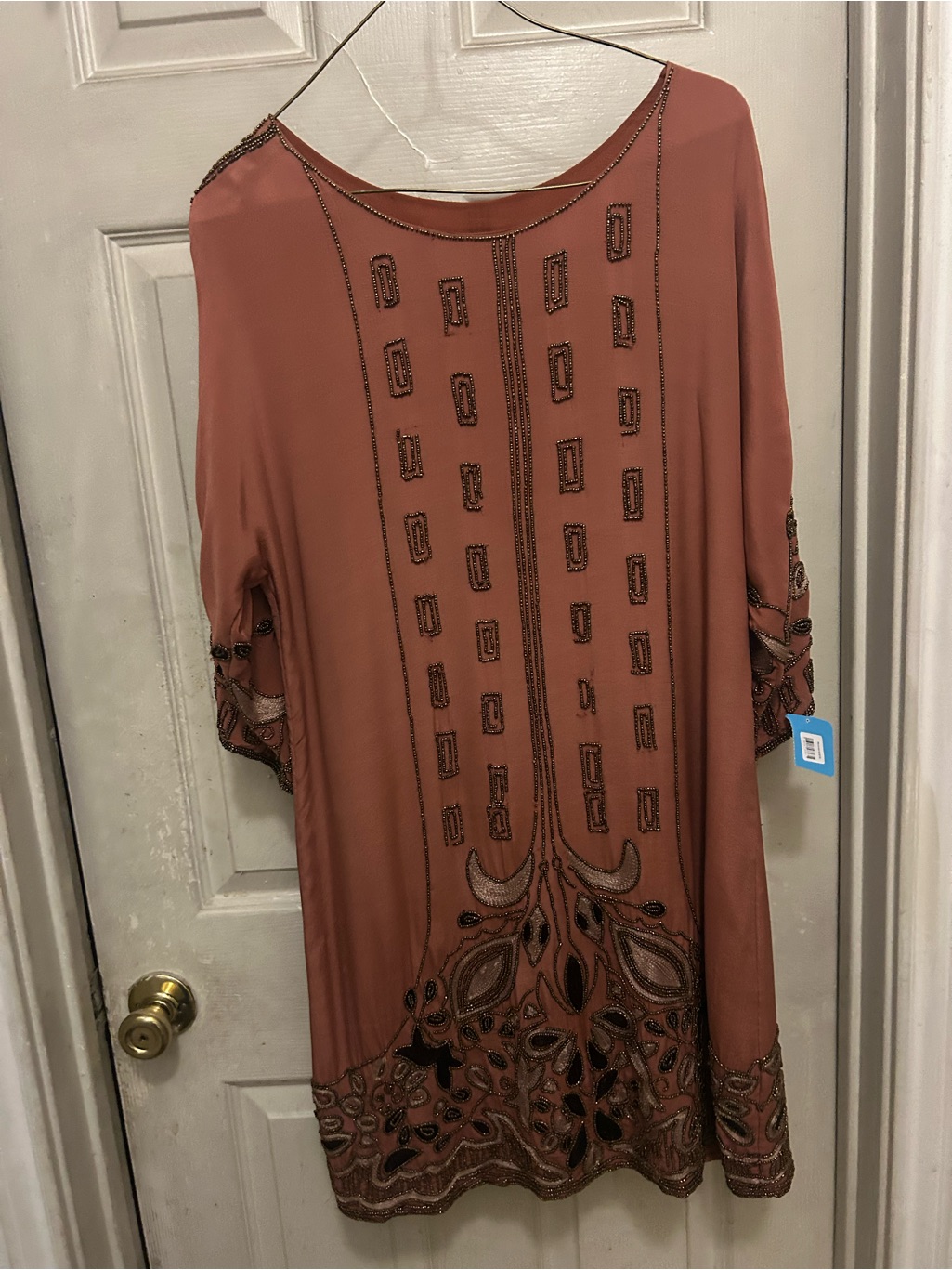 Embellished Rust Shift Dress - Women